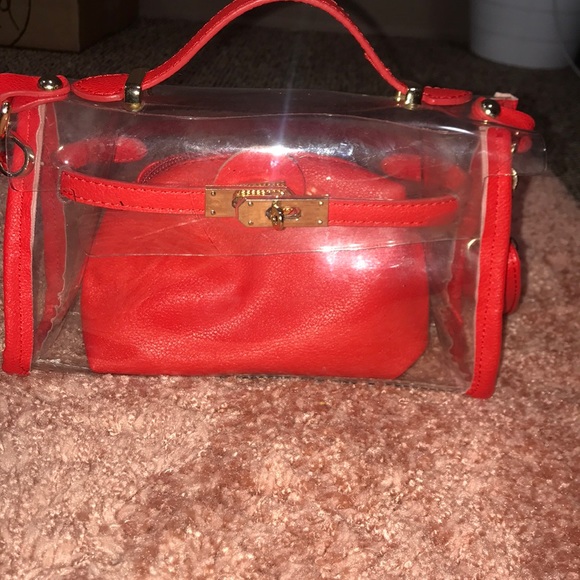 red clear purse